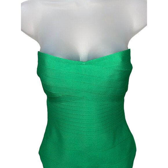 Herve Leger Womens Strapless Green Bandage Dress Size Small Retail $690 - Picture 6 of 9